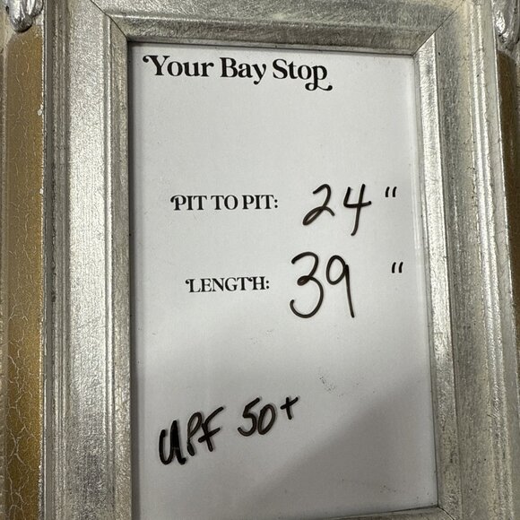 T by Talbots UPF 50+ Dress Size Large Blue Stripe Stretch V‎ Neck Pullover Knit - Picture 7 of 8